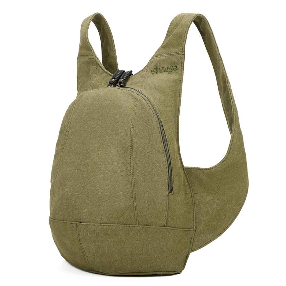 Sac à dos Estival Arsayo vert kaki toile confortable ergonomique antivol sécurise vegane cote