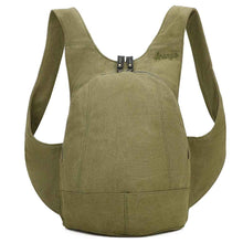 Charger l&#39;image dans la galerie, Sac à dos Estival Arsayo vert kaki toile confortable ergonomique antivol sécurise vegane face