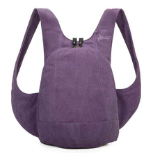 Charger l&#39;image dans la galerie, Sac à dos Estival Arsayo violet mauve toile confortable ergonomique antivol sécurise vegane face