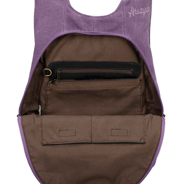 Sac à dos Estival Arsayo violet mauve toile confortable ergonomique antivol sécurise vegane interieur