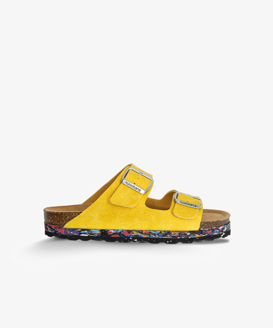 Sandales jaunes style Birkenstock en cuir vegan