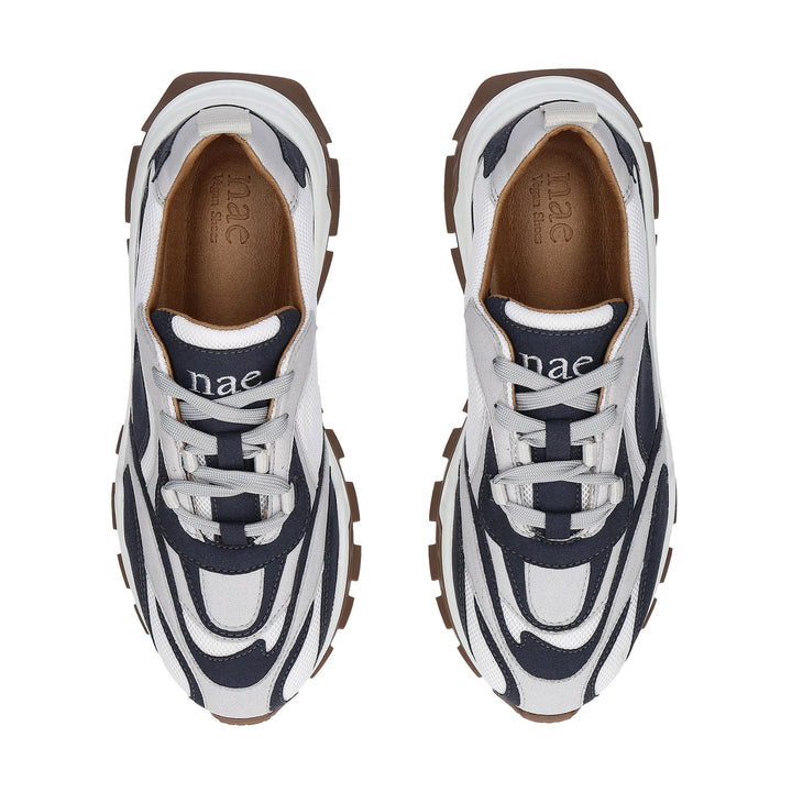 NAE Sneakers Vegane Unisex Suola Spessa Riciclate Leggere Comfort Blu Gri 36-46