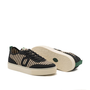 baskets éthiques rayées noire et blanche