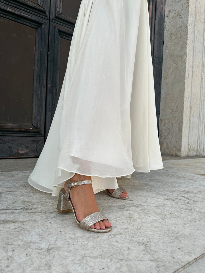 sandales à talons paillettes vegan