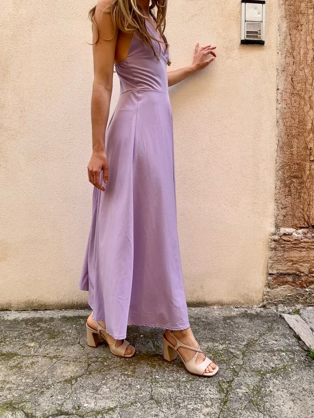 Sandales à talons haut en cuir vegan nude