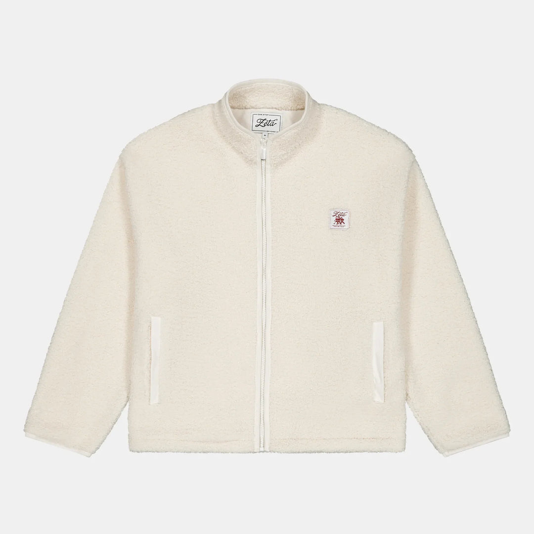 Veste-Polaire-Sherpa-manche-longue-beige-avec-fermeture-éclair-et-poches-extérieures-ultra-moltonnée-et-chaude