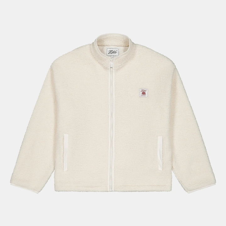 Veste-Polaire-Sherpa-manche-longue-beige-avec-fermeture-éclair-et-poches-extérieures-ultra-moltonnée-et-chaude