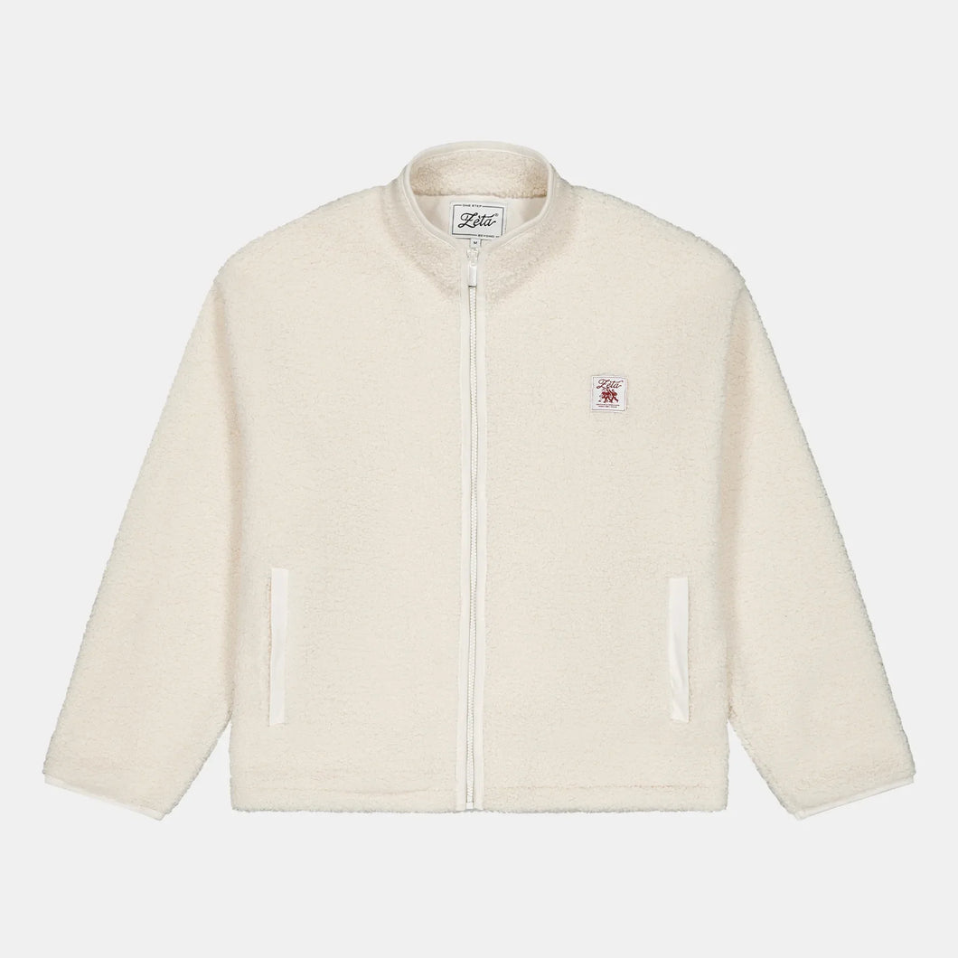 Veste-Polaire-Sherpa-manche-longue-beige-avec-fermeture-éclair-et-poches-extérieures-ultra-moltonnée-et-chaude