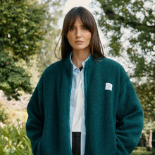 Load image into Gallery viewer, veste Sherpa femme verte fôret