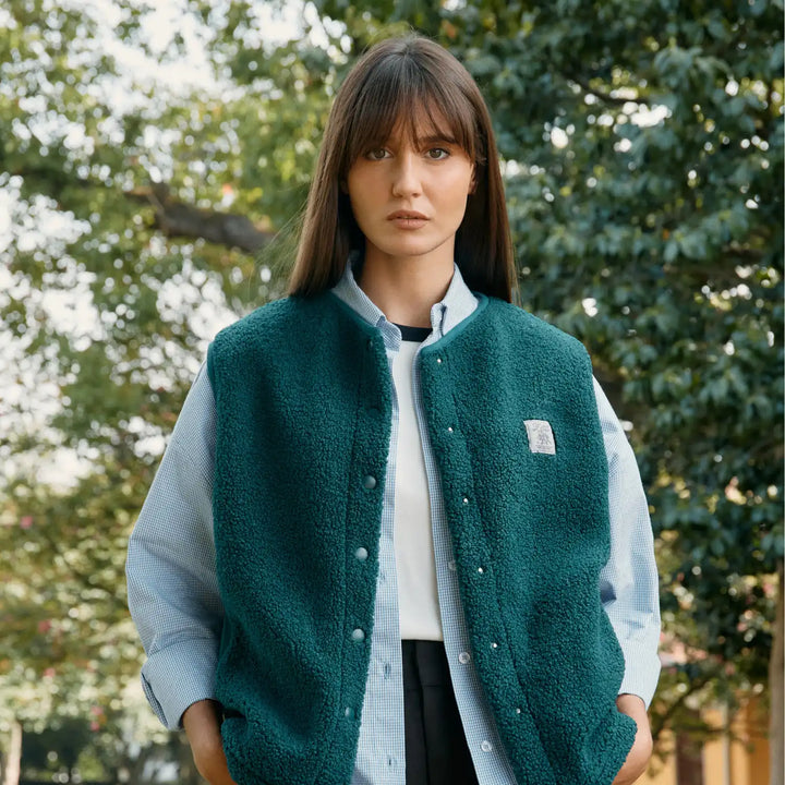 Veste Sherpa sans manches Forêt