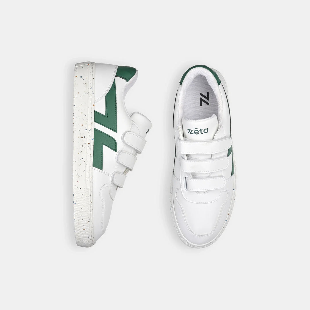 présentation vue de haut de la basket Velcro Vert de Zèta