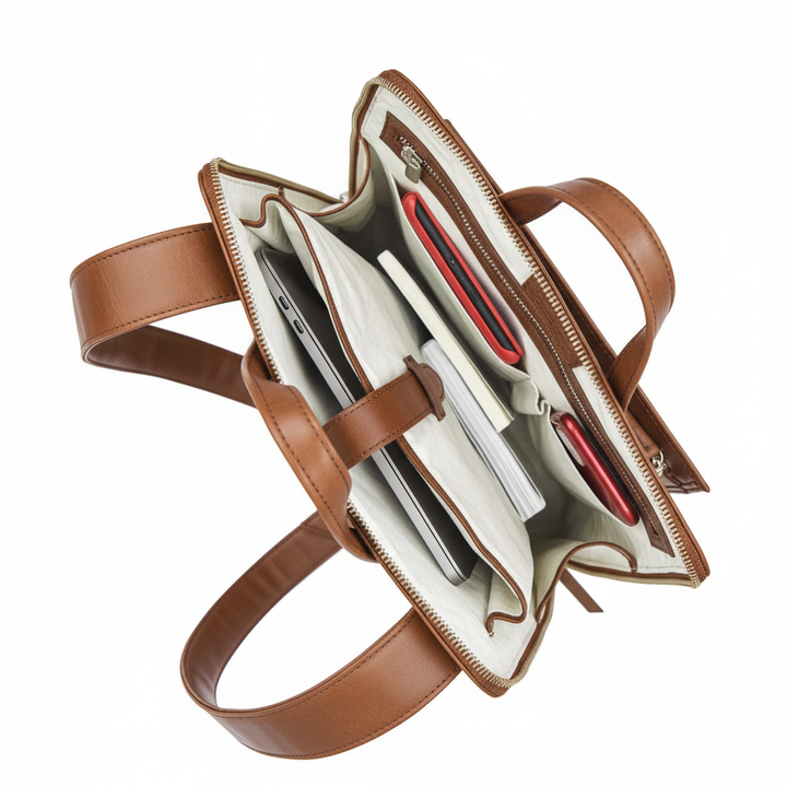 Sac à dos en cuir vegan marron pour ordinateur portable