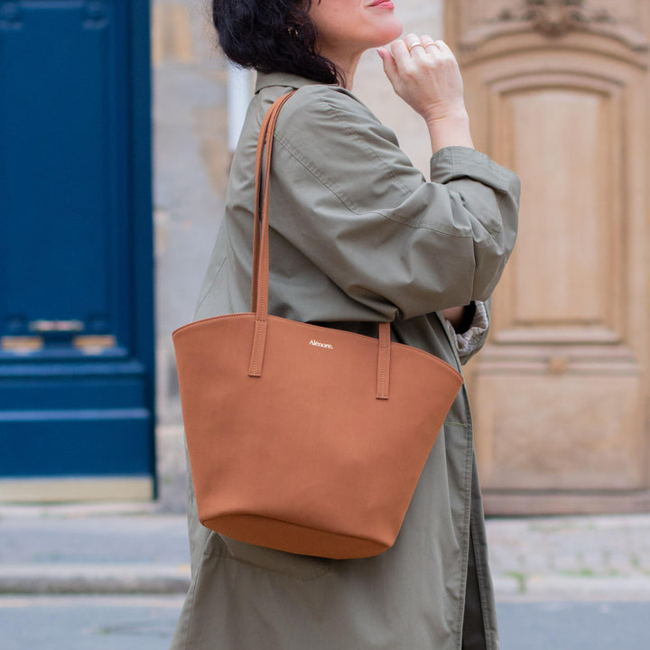 Grand sac en nubuck marron vegan