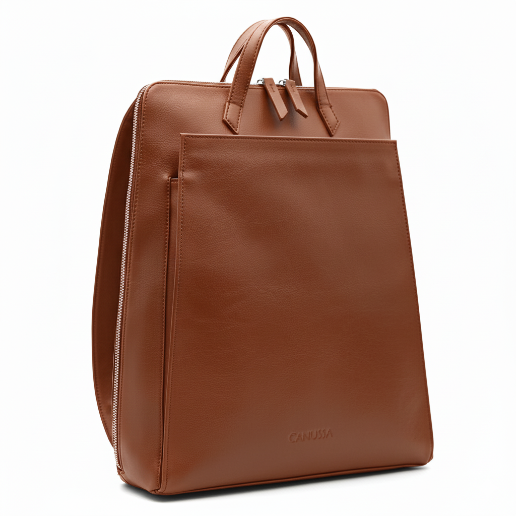 Sac à dos en cuir vegan marron pour ordinateur portable