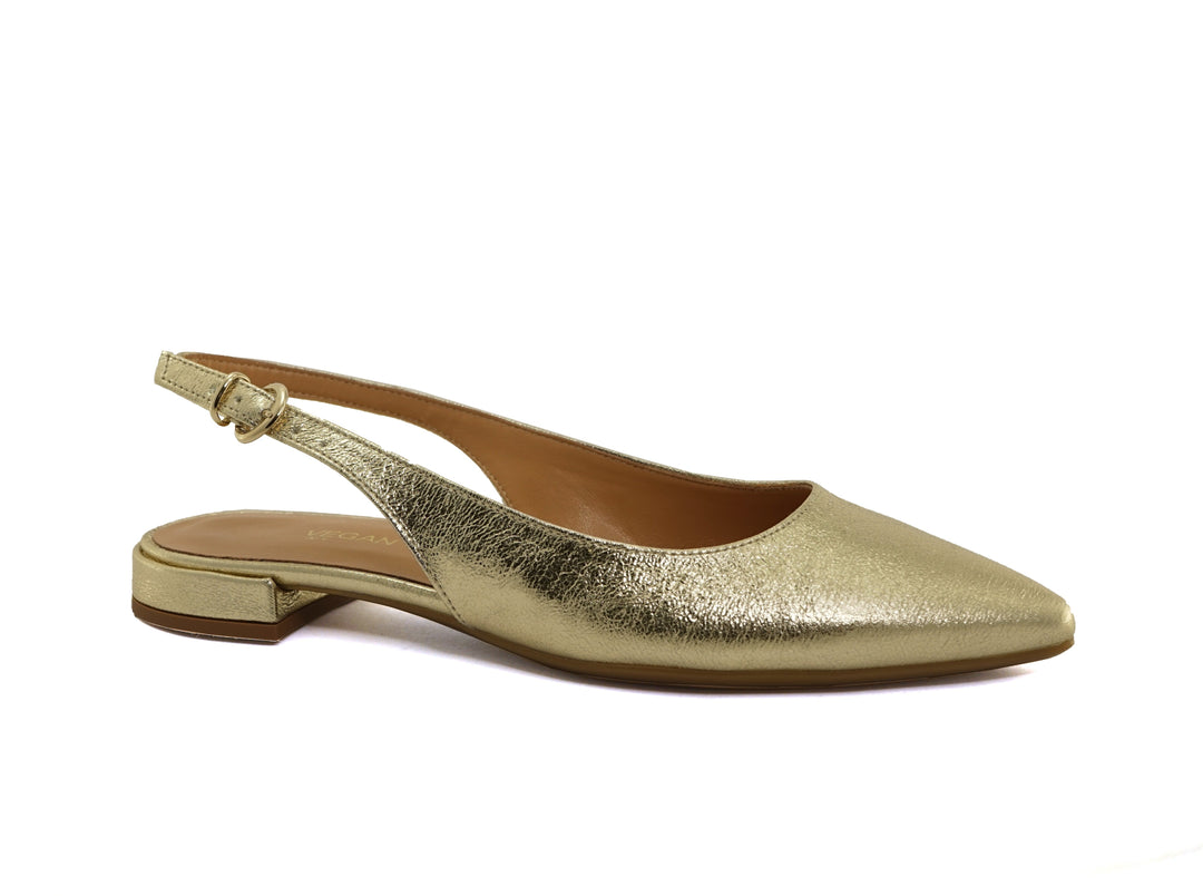 chaussures vegan type ballerines pointues dorées