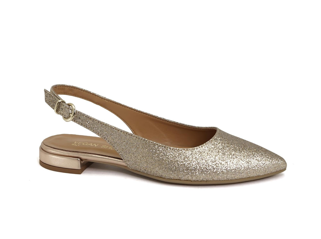 ballerines pointues ouvertes dorée à paillettes