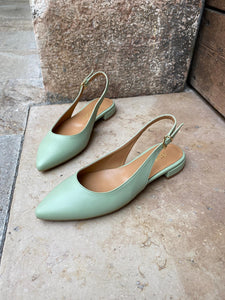 Ballerines slingback eco responsable à bout pointu couleur verte