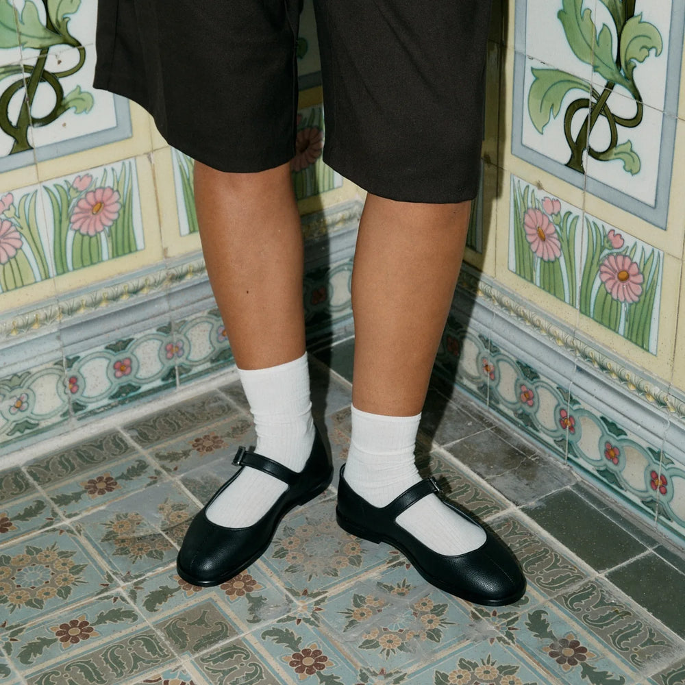 ballerines à brides tendance vegan noir zeta