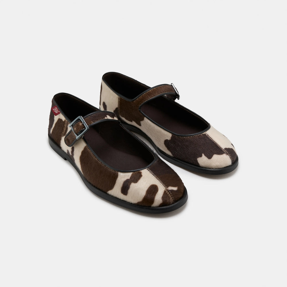 ballerines babies vegan en imprimé vache tendance