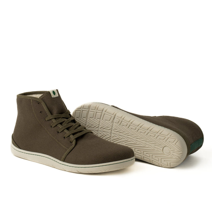 baskets barefoot chaudes montantes en toile khaki