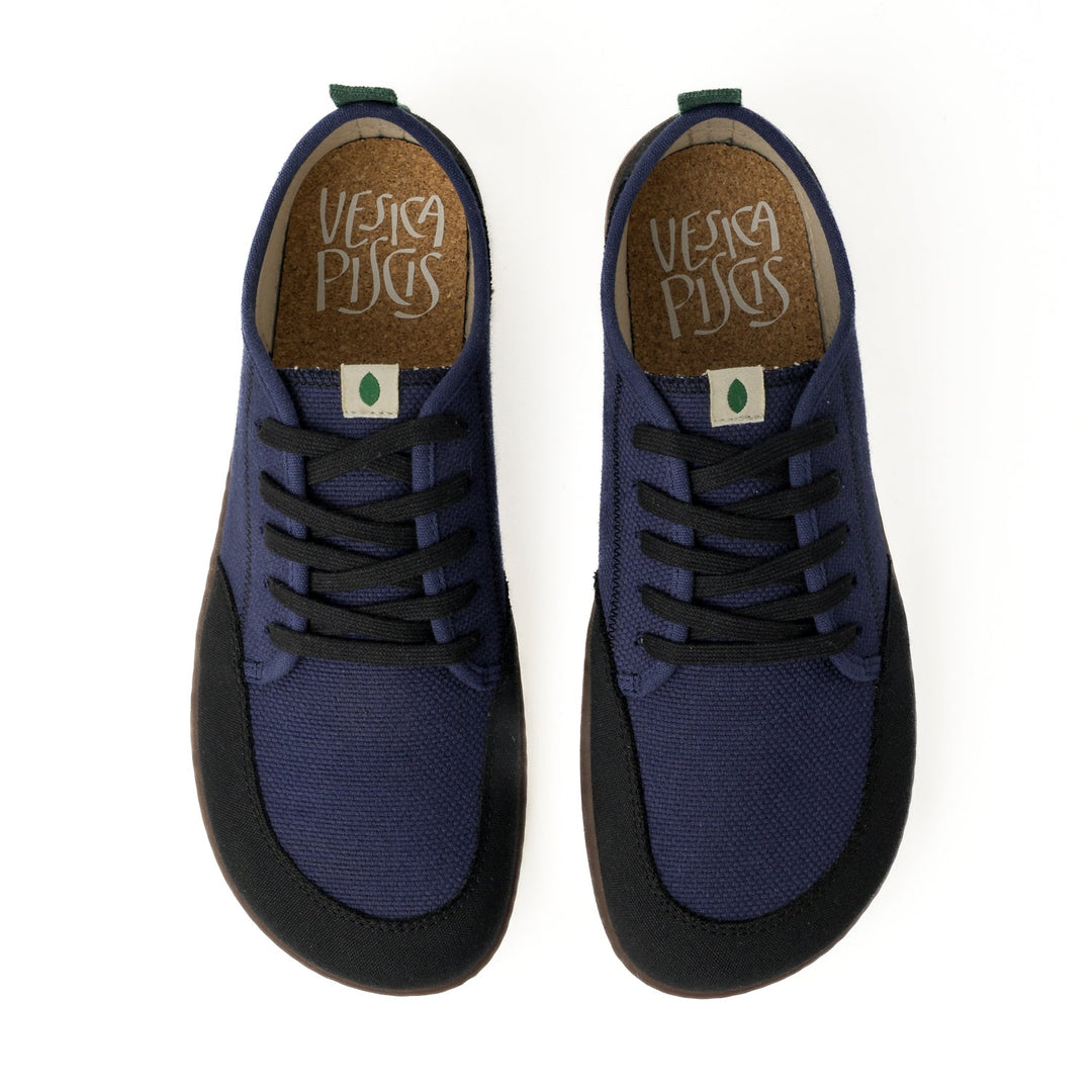 Baskets vegan Barefoot en toile bleu marine et noire