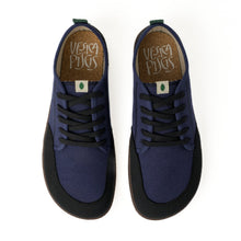 Load image into Gallery viewer, Baskets vegan Barefoot en toile bleu marine et noire