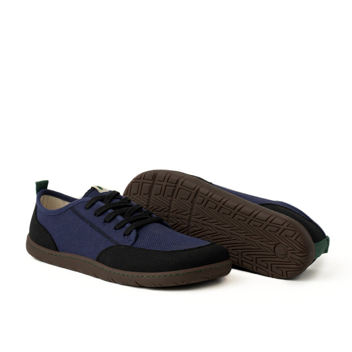 Baskets vegan Barefoot en toile recyclée bleu marine et noire