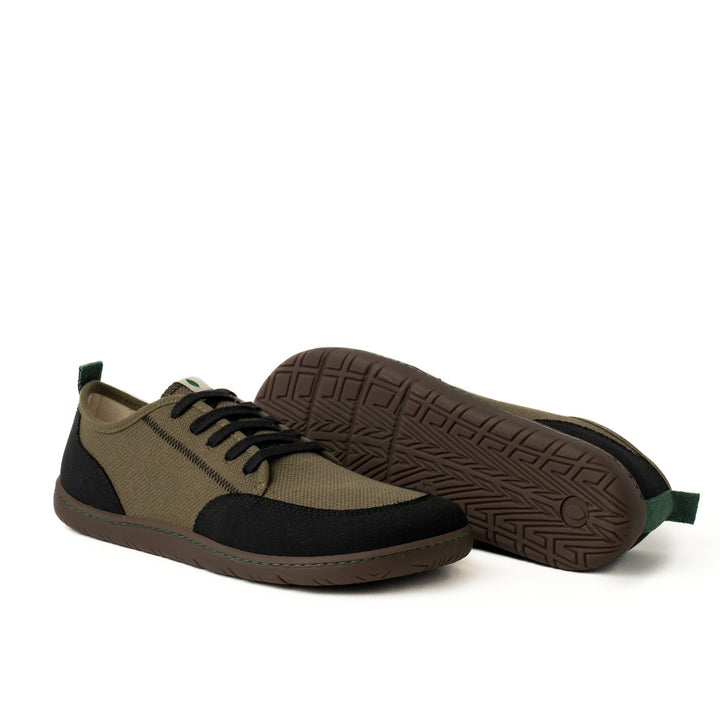 Baskets vegan Barefoot khaki et noire