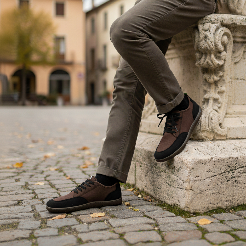 Baskets vegan Barefoot marron et noire