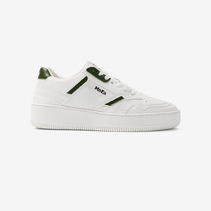 Baskets vegan blanches avec touches de couleur verte en cuir de cactus