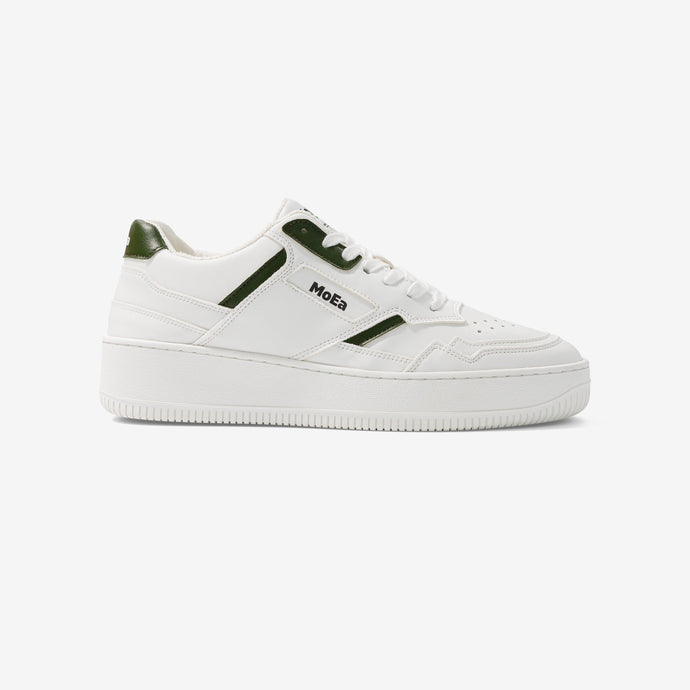 Baskets vegan blanches avec touches de couleur verte en cuir de cactus