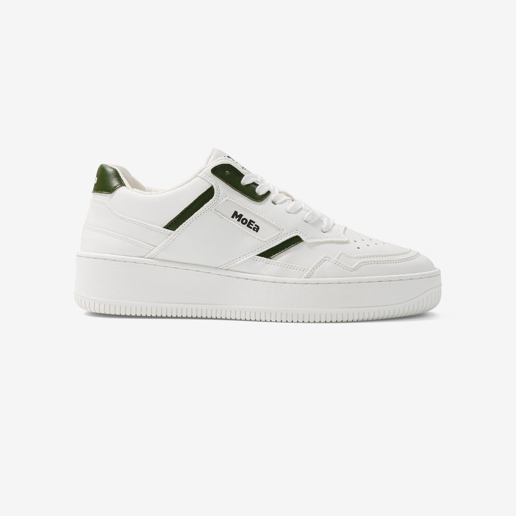 Baskets vegan blanches avec touches de couleur verte en cuir de cactus
