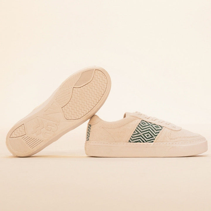 baskets vegan blanche avec  tissage ethnique marque N&