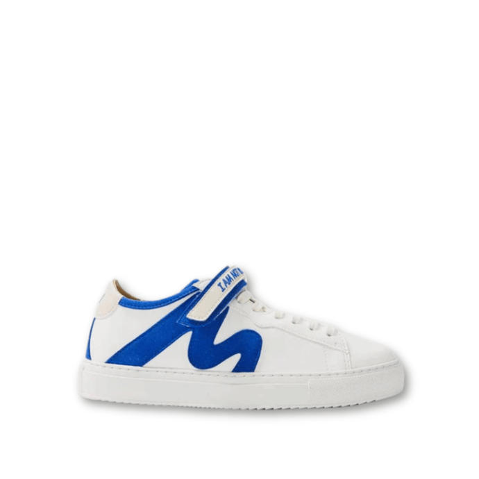 baskets blanches et bleu en cuir vegan