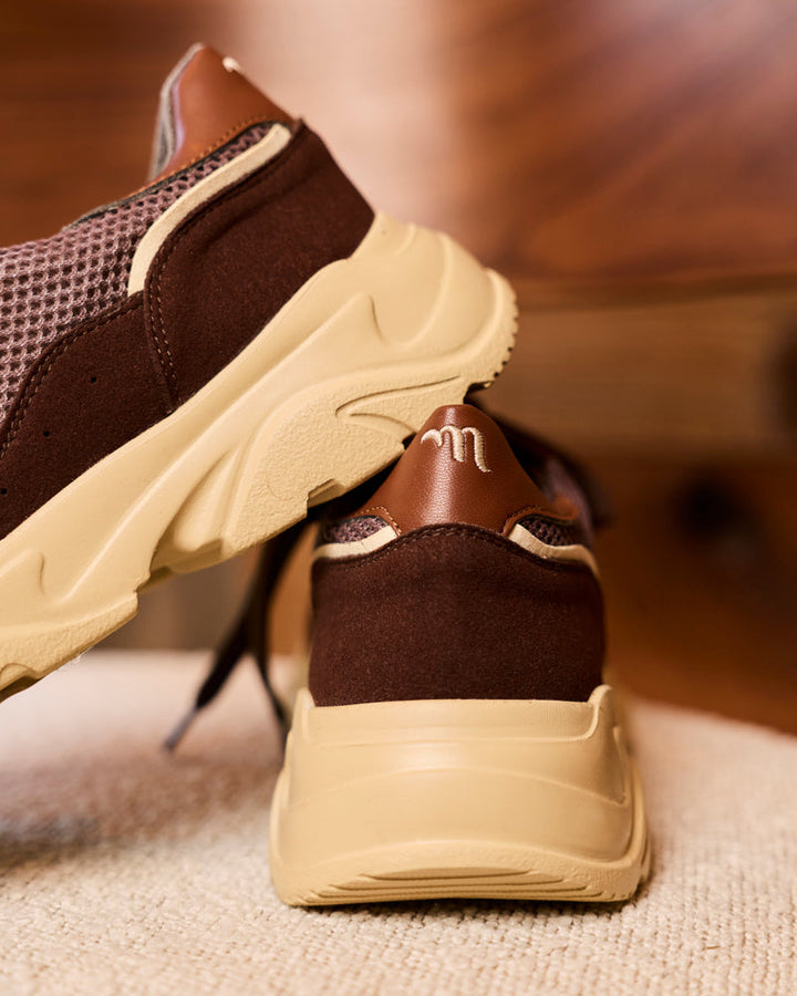 baskets vegan au design rétro running avec semelles épaisses chunky
