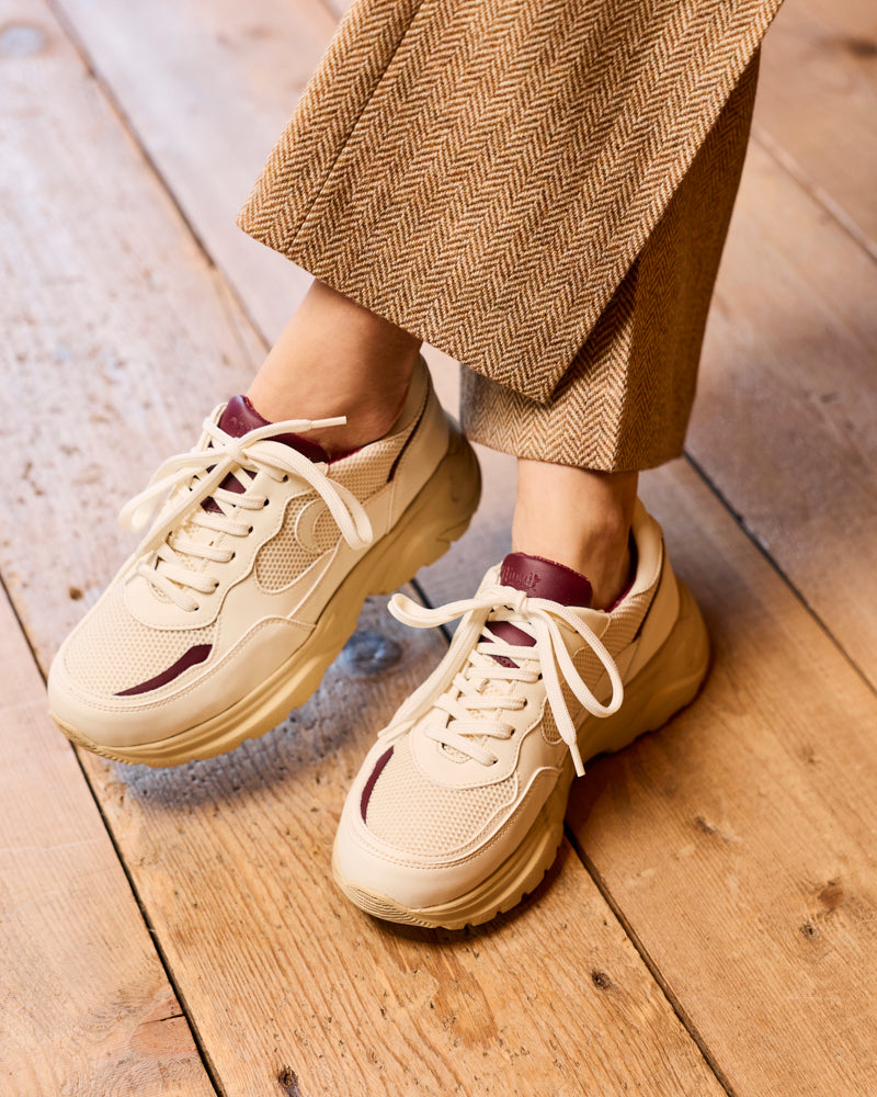 baskets vegan au design rétro running avec semelles épaisses chunky