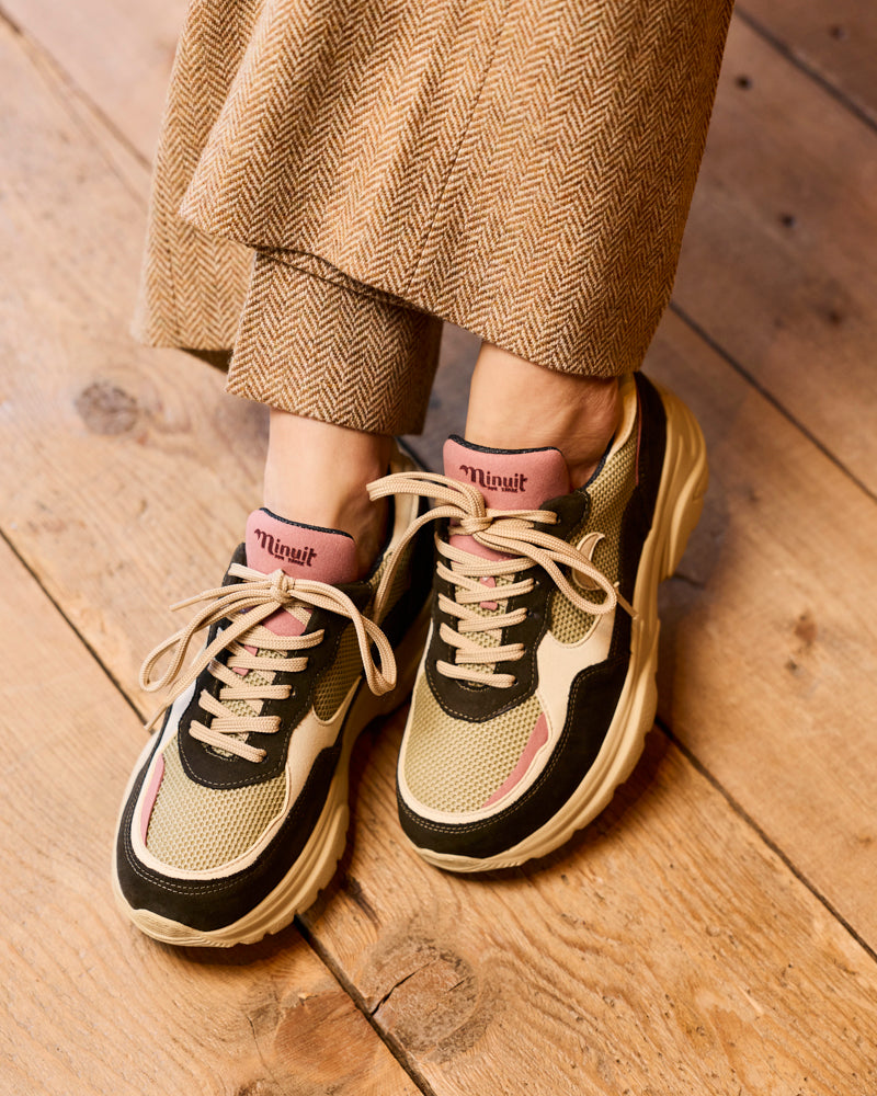 baskets vegan au design rétro running avec semelles épaisses chunky