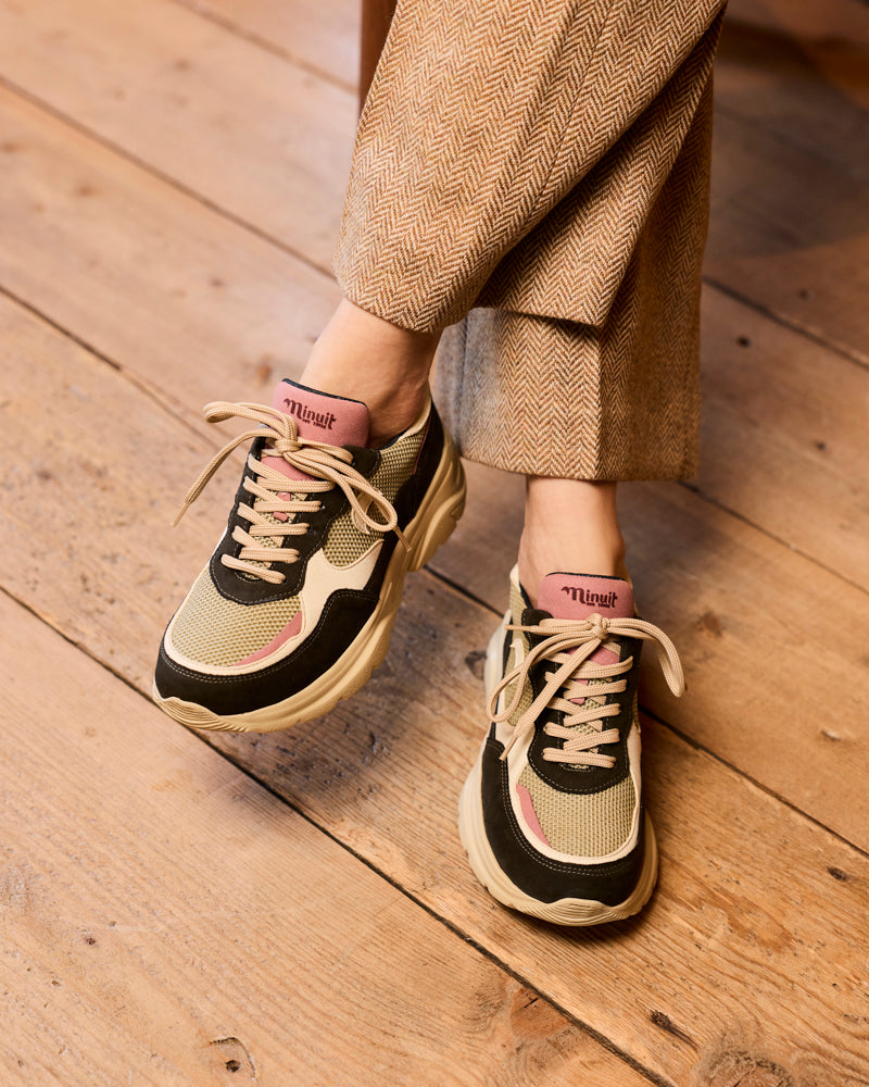baskets vegan au design rétro running avec semelles épaisses chunky