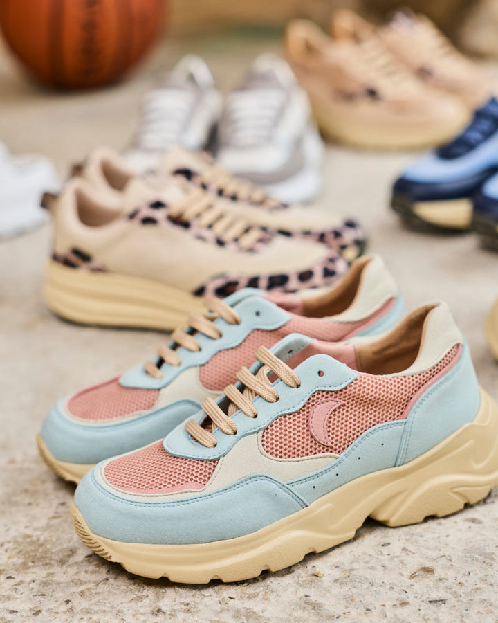 baskets vegan au design rétro running avec semelles épaisses chunky