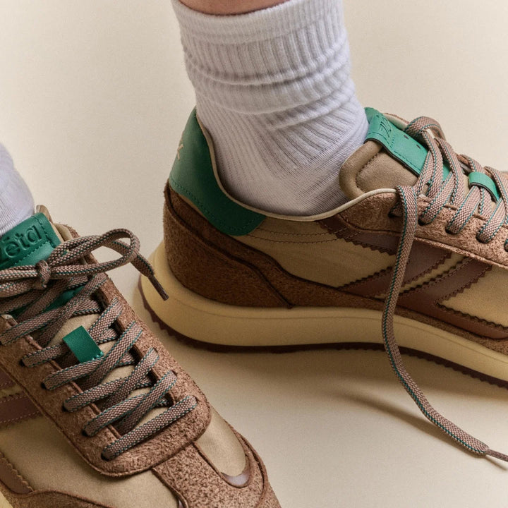 baskets éco responsables retro running marron