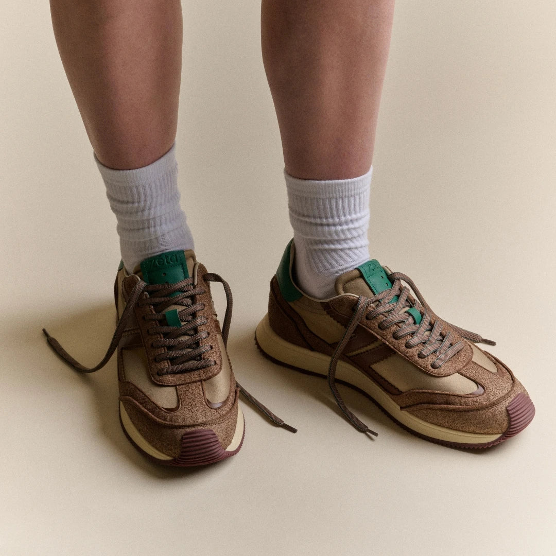 baskets vegan retro running marron