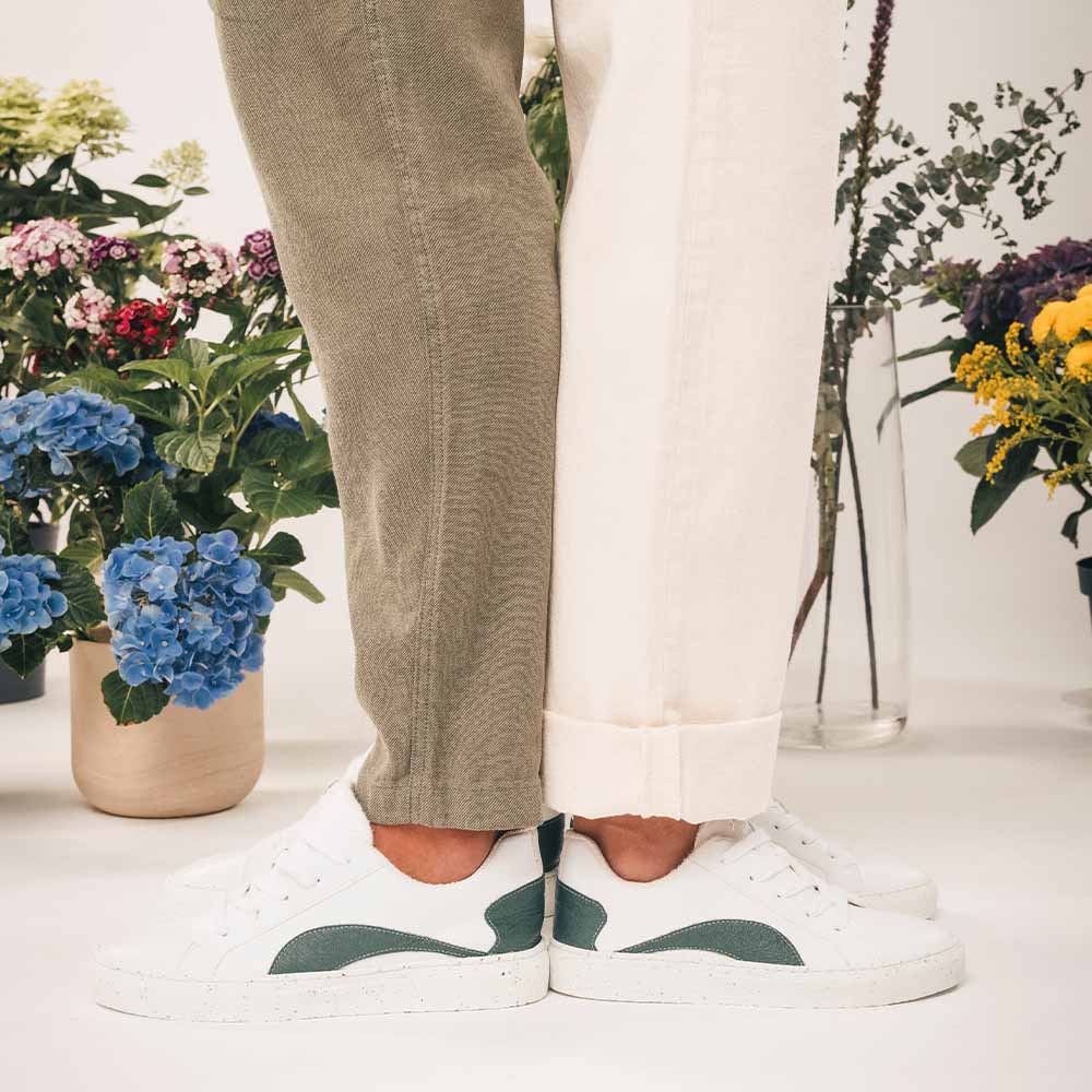 baskets vegan blanches en cuir de pomme et d&