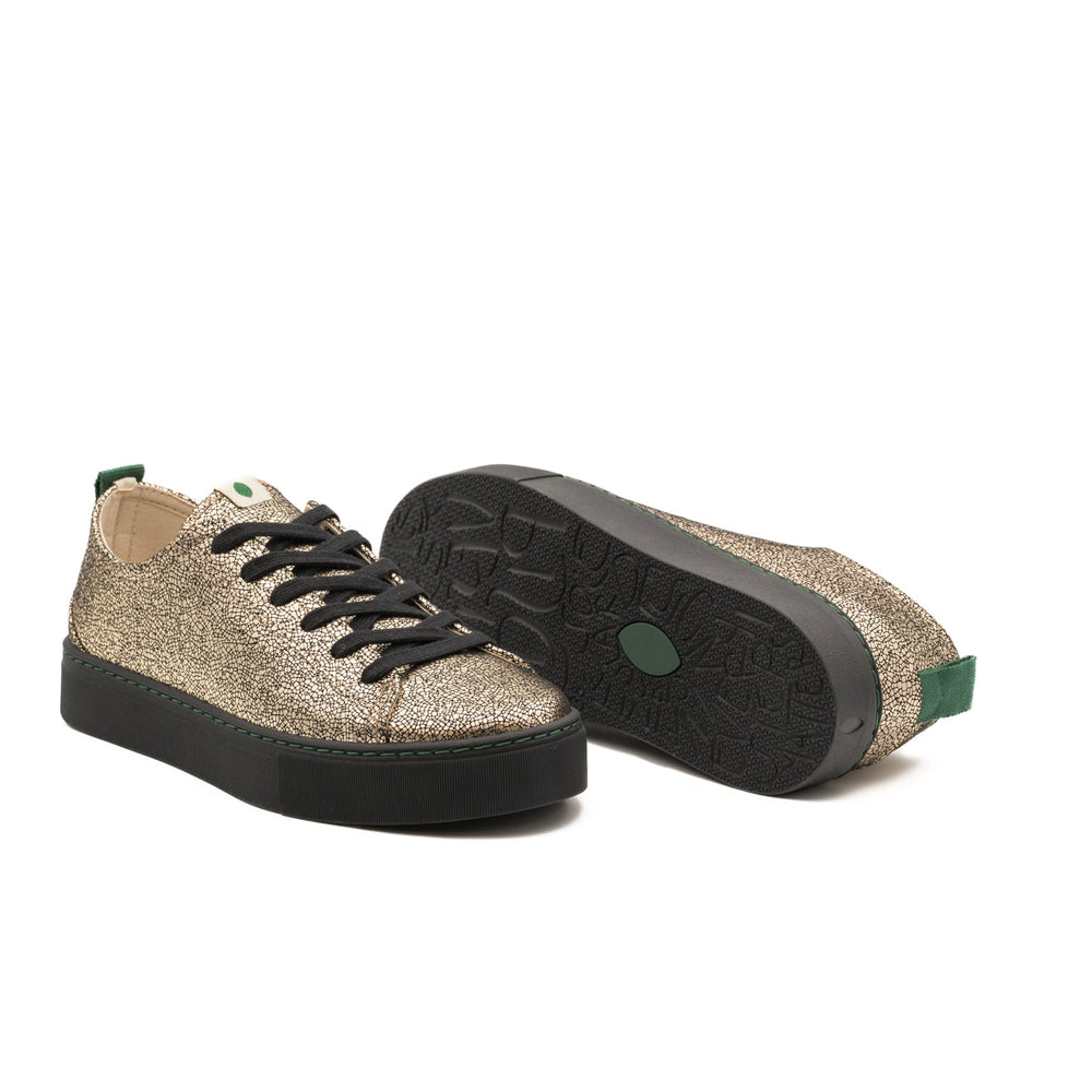 baskets vegan brillantes dorée
