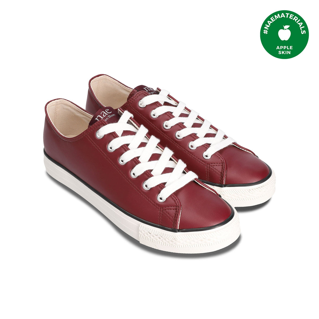 Baskets basse en cuir vegan de pomme rouge