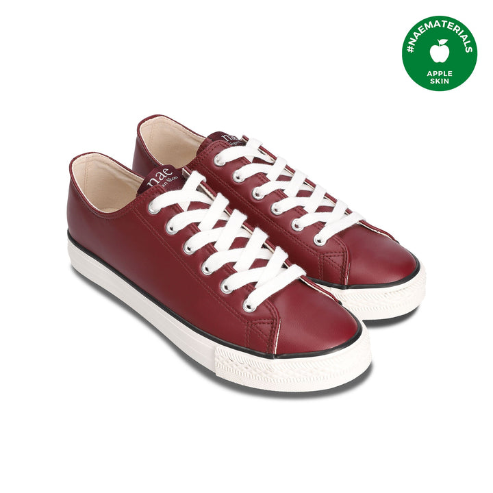 Baskets basse en cuir vegan de pomme rouge
