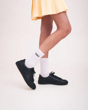 Charger l'image dans la galerie, NAE Vegan Shoes black sneakers urban style low-top lace-up with skirt and socks