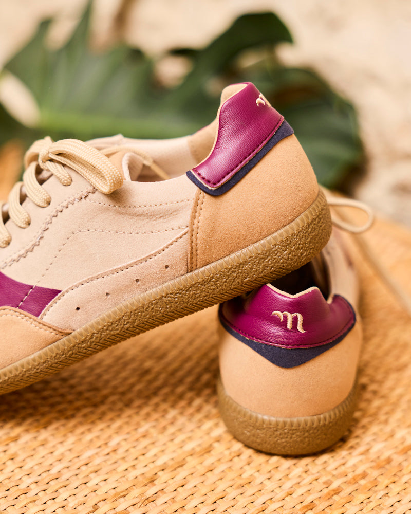 Baskets vegan de la marque Minuit sur Terre, modèle Rive Beige Doré
