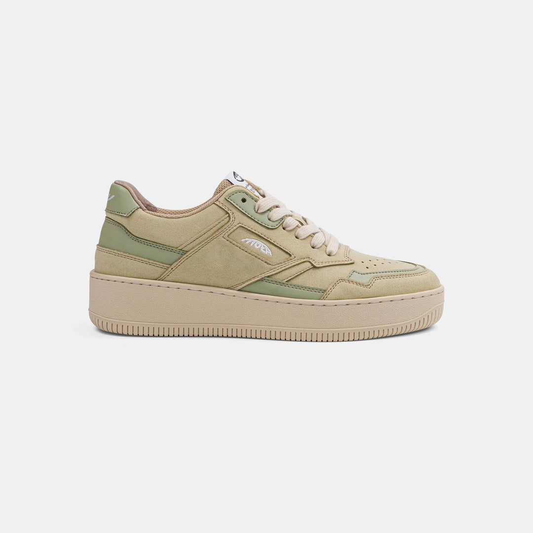 Baskets en cuir végétal beige vert