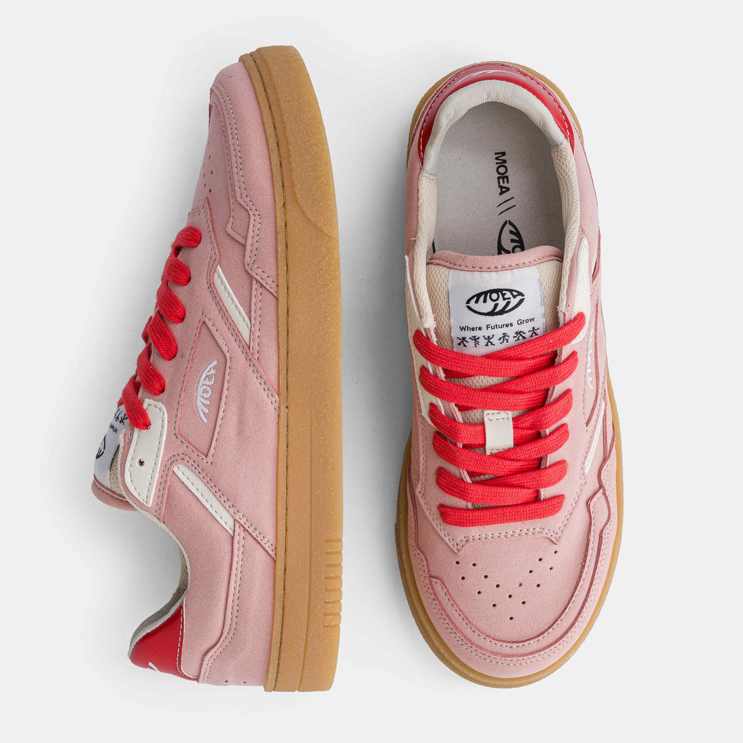 Baskets basses pink suede vegan roses