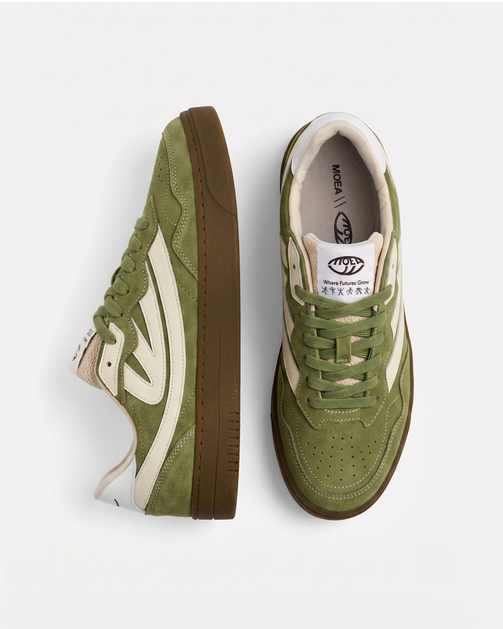 Baskets vegan Moea Veyron Low - Green & Cream - Mushroom